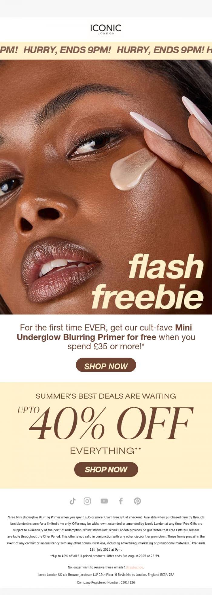 Email Design Inspiration from ICONIC London, FREE Mini Blurring Primer! 🤩