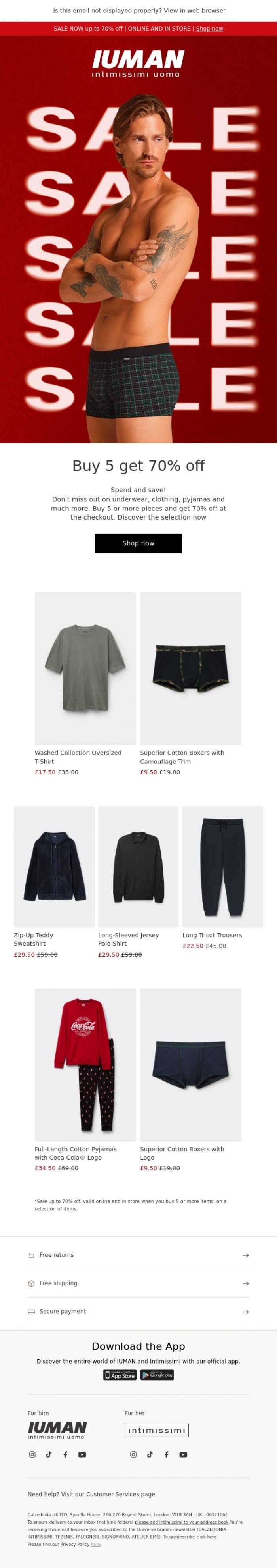 Email Design Inspiration from Intimissimi, SALE💥 Now up to 70% off