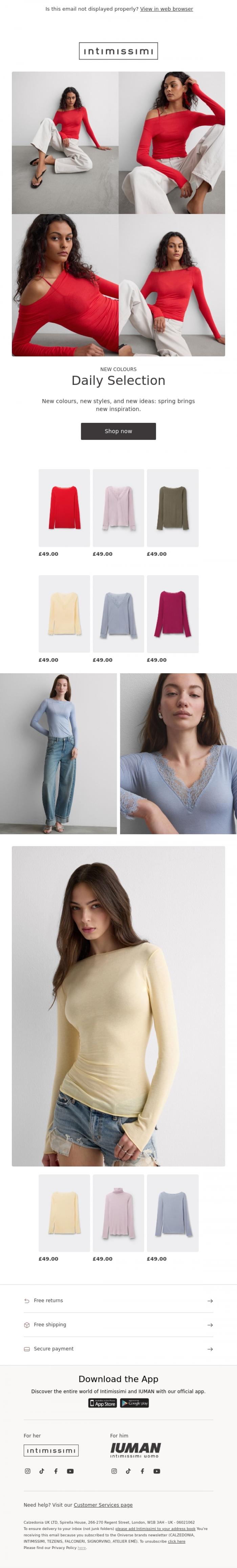 Email Design Inspiration from Intimissimi, Trend Alert: new shades, new styles.