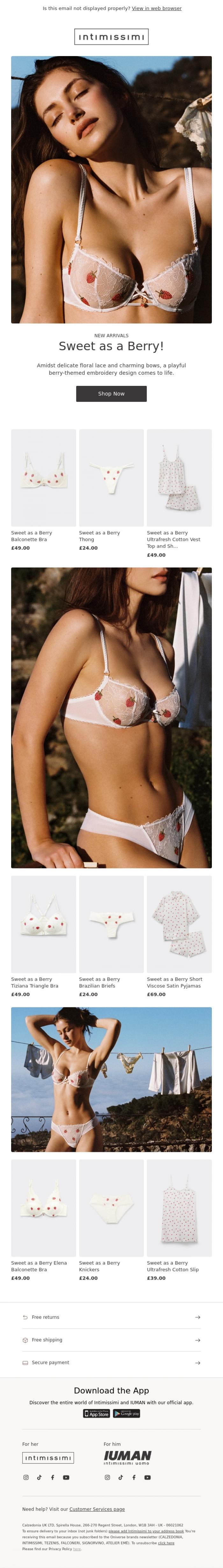 Email Design Inspiration from Intimissimi, Sweet as a Berry!🍓