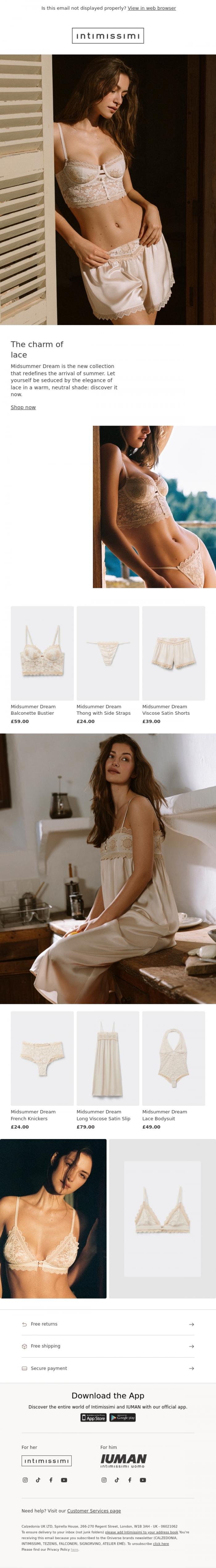 Email Design Inspiration from Intimissimi, Midsummer Dream: the taste of summer