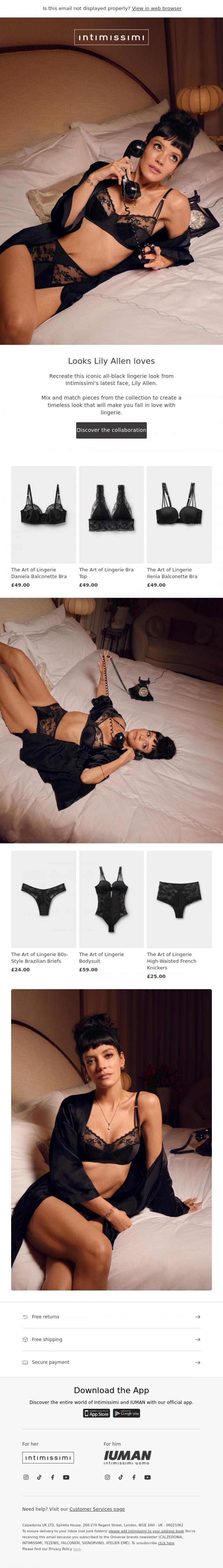 Email Design Inspiration from Intimissimi, Fall in love with black lingerie all over again