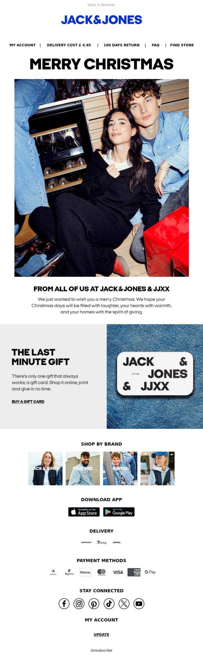 Email Design Inspiration from JACK & JONES CLUB, Merry Christmas 🎅🎁