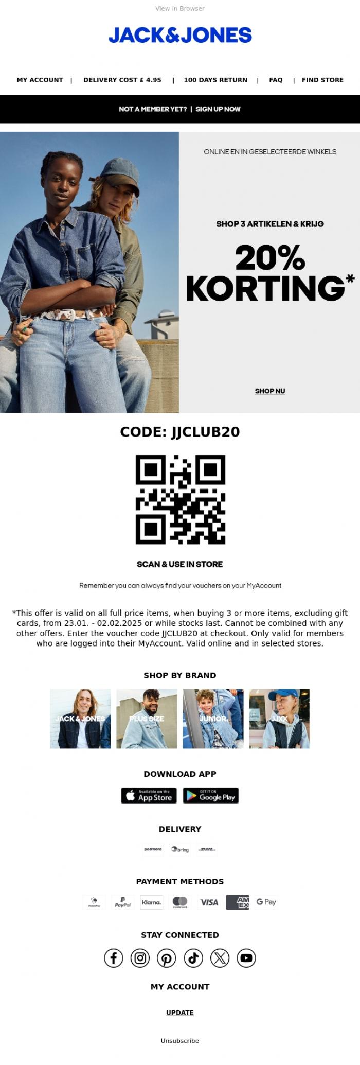 Email Design Inspiration from JACK & JONES CLUB, Your member deal is waiting