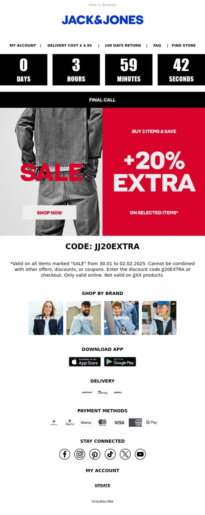 Email Design Inspiration from JACK & JONES CLUB, It's now or never! ⌛