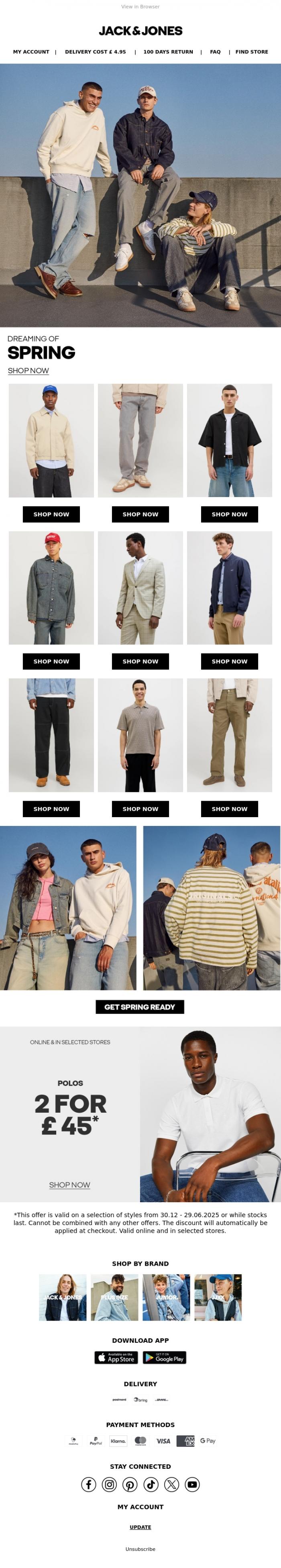 Email Design Inspiration from JACK & JONES CLUB, Your spring wardrobe awaits