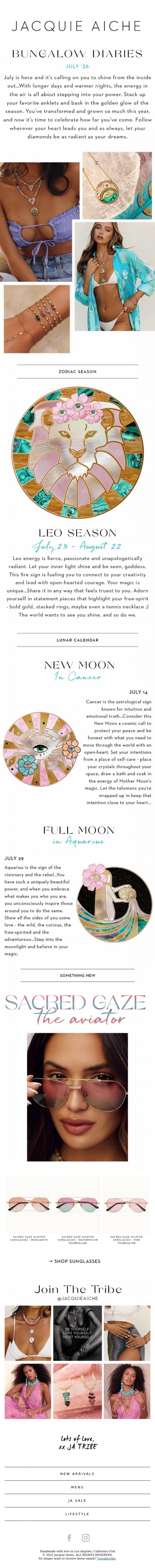 Email Design Inspiration from JACQUIE AICHE, Bungalow Diaries 🌊 July '26