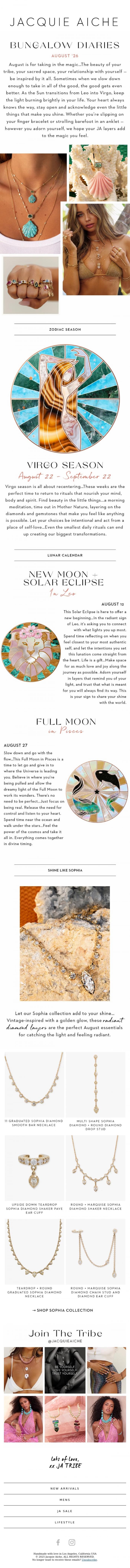 Email Design Inspiration from JACQUIE AICHE, Bungalow Diaries 🐚 August '26