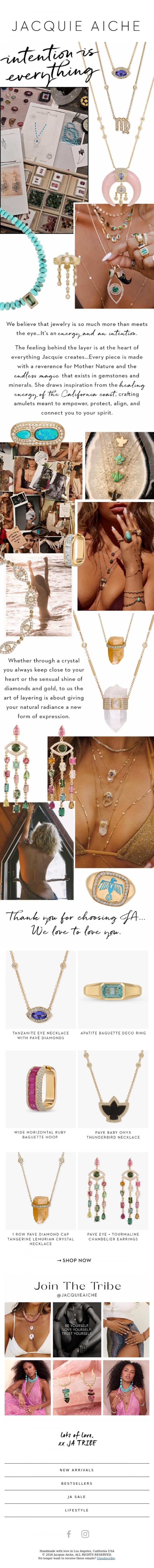 Email Design Inspiration from JACQUIE AICHE, Intention is Everything 💫