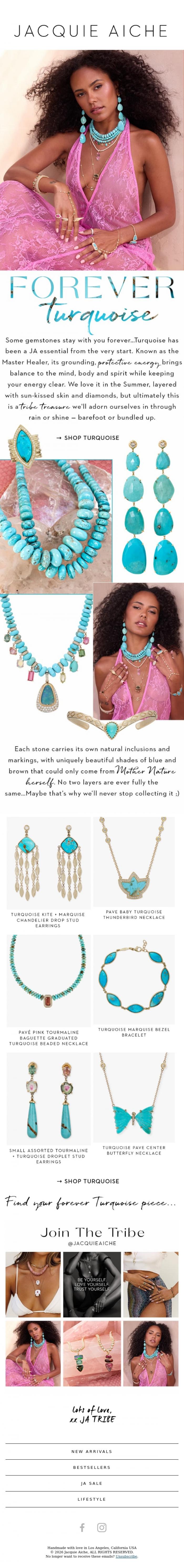 Email Design Inspiration from JACQUIE AICHE, Forever Turquoise 🩵