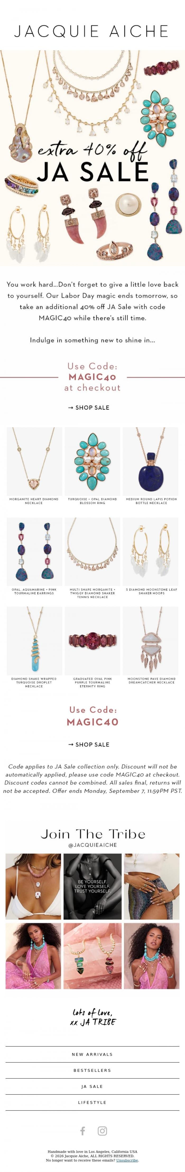 Email Design Inspiration from JACQUIE AICHE, Don't Miss the Magic 💫