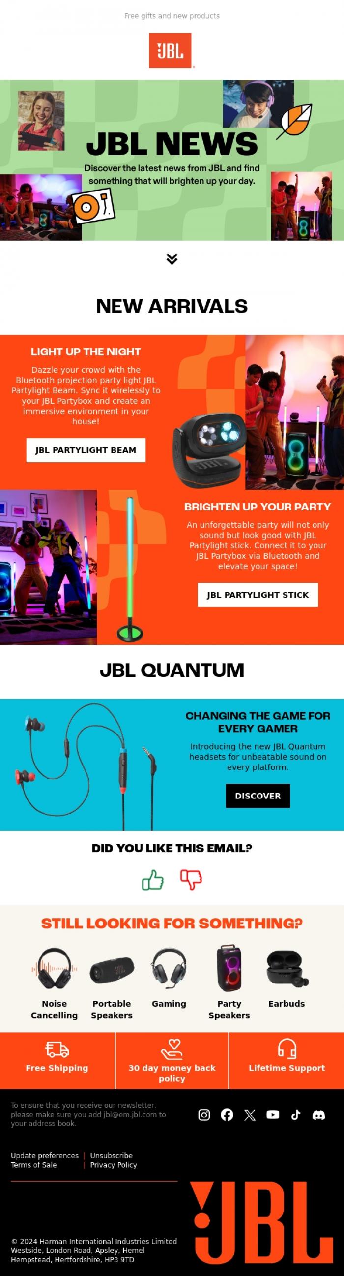 Email Design Inspiration from JBL, JBL News!
