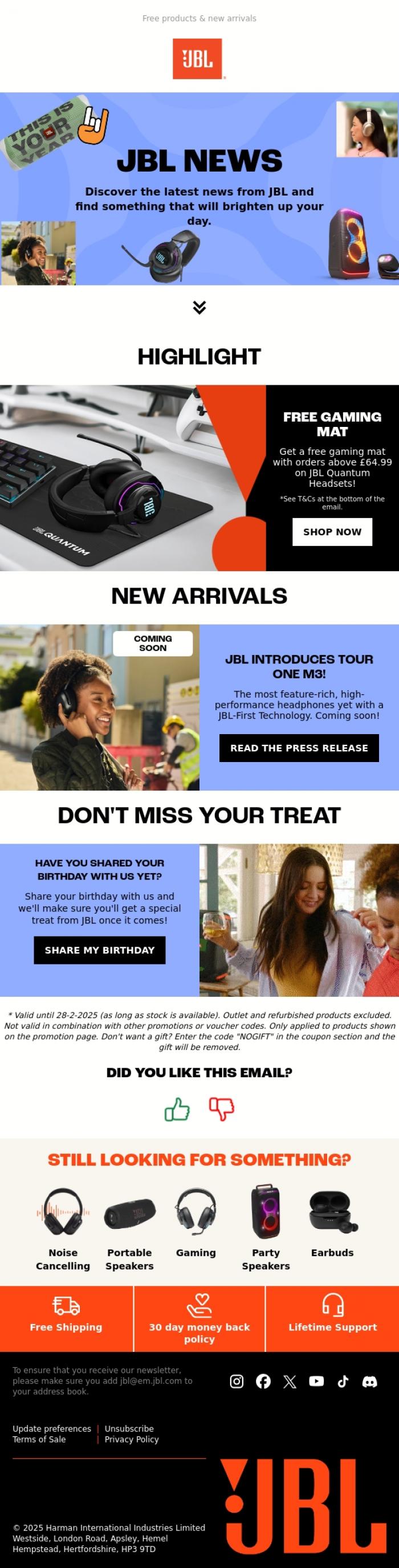 Email Design Inspiration from JBL, JBL News!