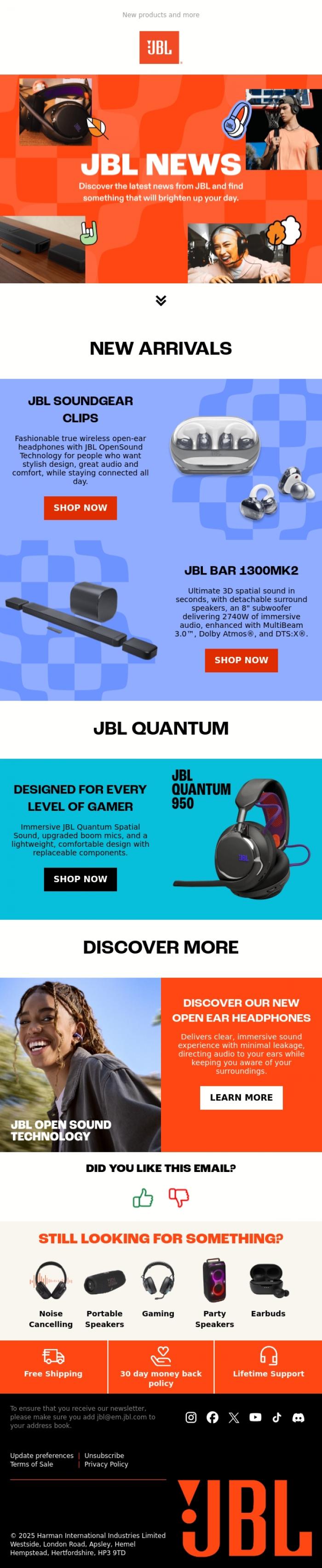 Email Design Inspiration from JBL, JBL News!