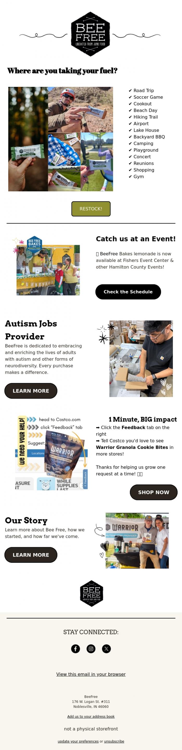 Email Design Inspiration from Jen at BeeFree, Mini Snack for all adventures!