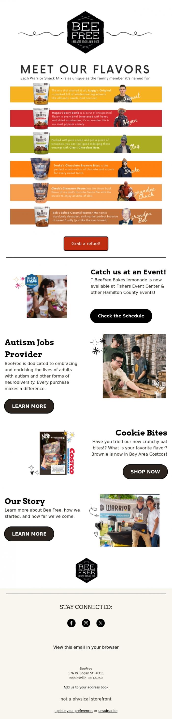 Email Design Inspiration from Jen at BeeFree, Meet the Warrior Snack Namesakes!