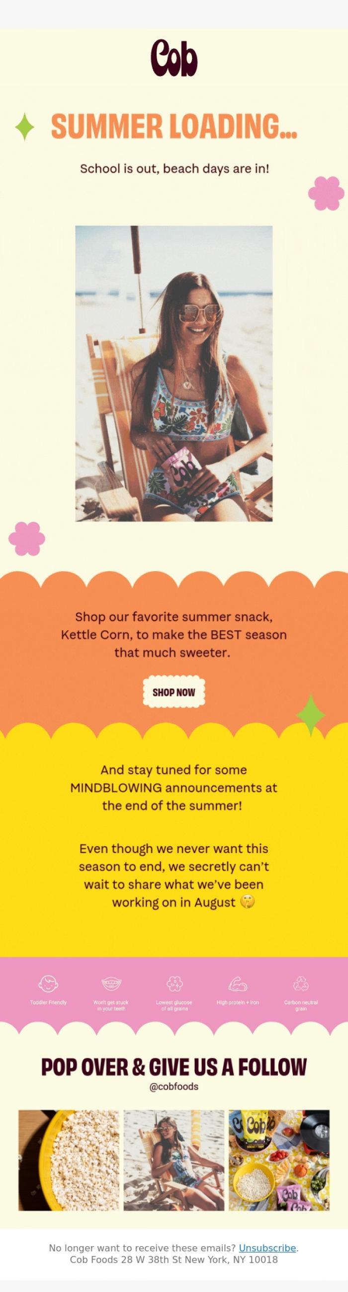 Email Design Inspiration from Jess @ Cob, Summer Loading...