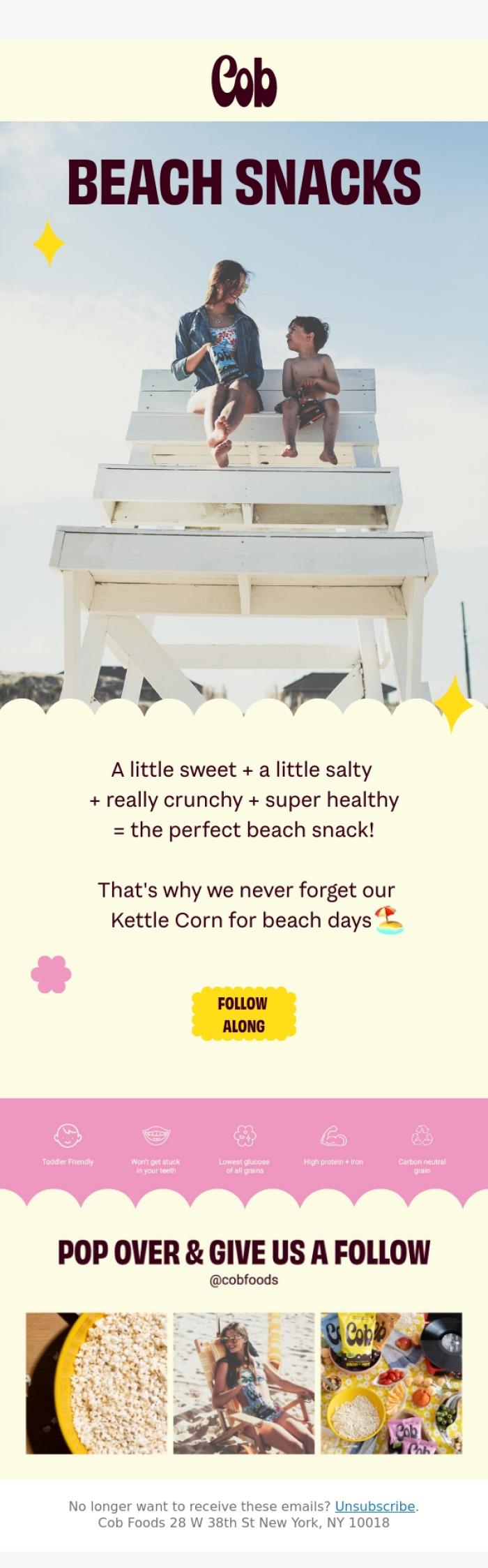 Email Design Inspiration from Jess @ Cob, Beach Snacks All Summer Long 🏖️