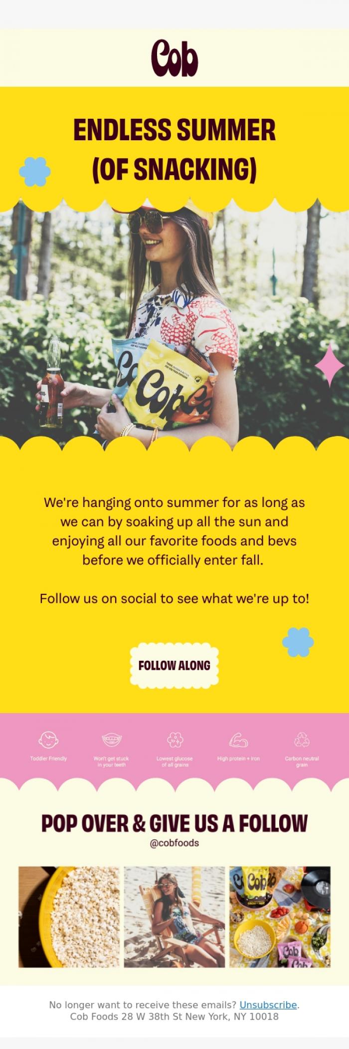 Email Design Inspiration from Jess @ Cob, Hanging on to Summer