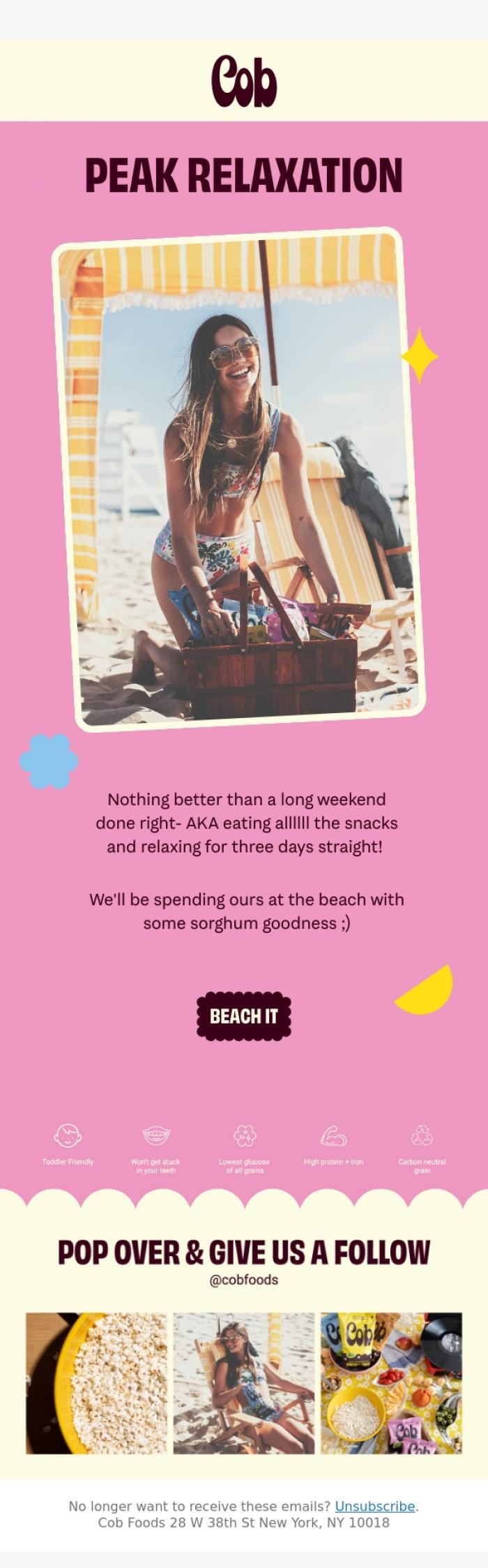 Email Design Inspiration from Jess @ Cob, LABOR DAY DONE RIGHT