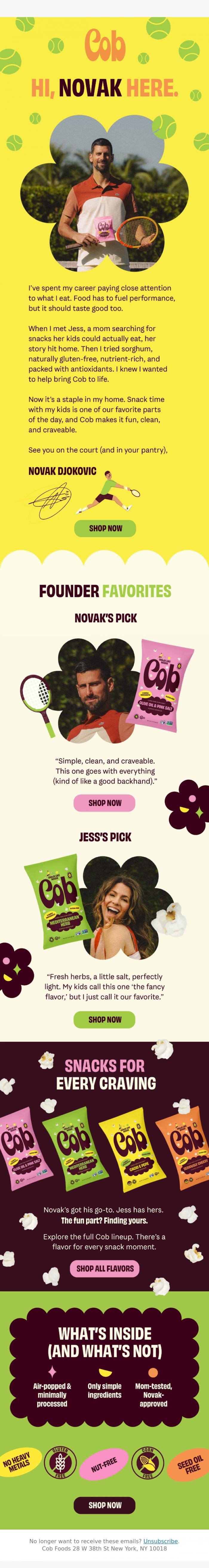Email Design Inspiration from Jess @ Cob, 📩 A Note from Novak