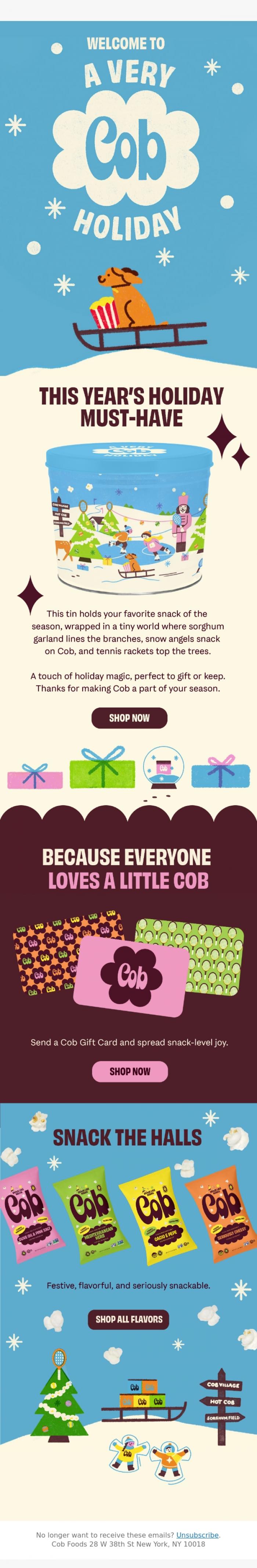 Email Design Inspiration from Jess @ Cob, A Very Cob Holiday starts now ☃️