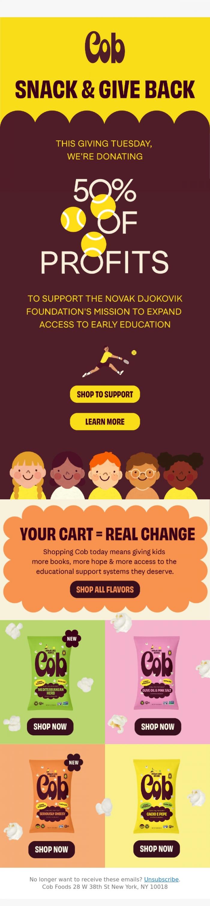 Email Design Inspiration from Jess @ Cob, Just us in giving back 🫶