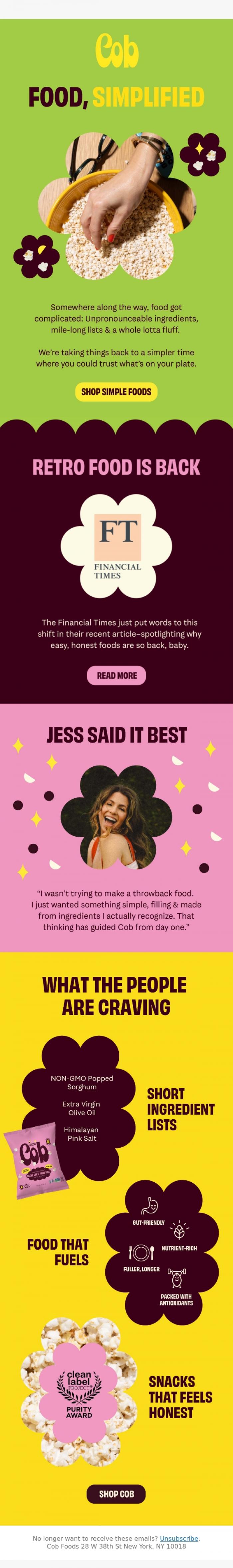 Email Design Inspiration from Jess @ Cob, We're in our retro food era 🪩
