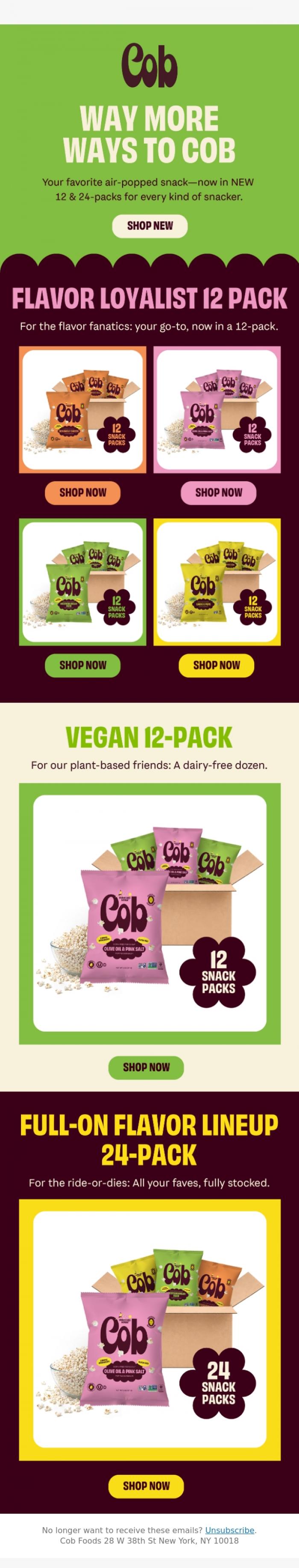 Email Design Inspiration from Jess @ Cob, 3 NEW ways to snack Cob 😋