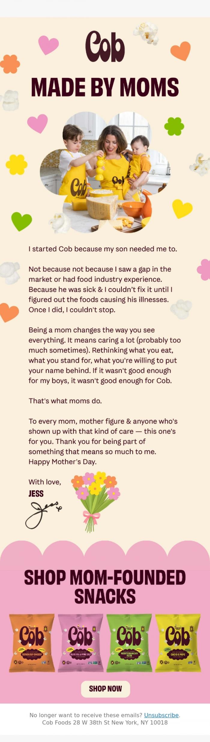 Email Design Inspiration from Jess @ Cob, Mom-founded, always 🧡