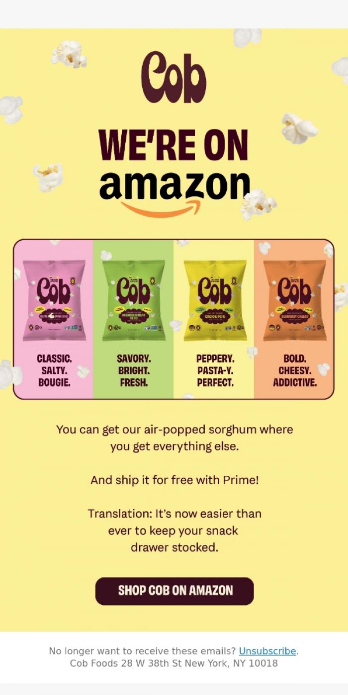 Email Design Inspiration from Jess @ Cob, Cob's now on Amazon 🤩