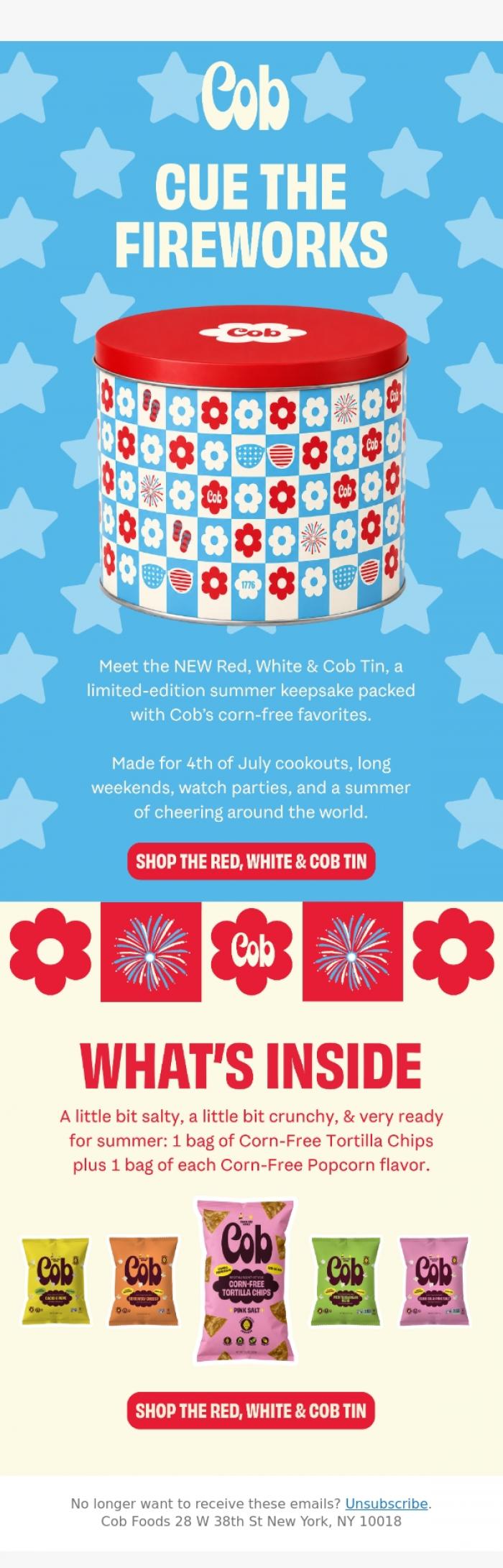 Email Design Inspiration from Jess @ Cob, What's red and white & Cob all over? 🇺🇸🎆