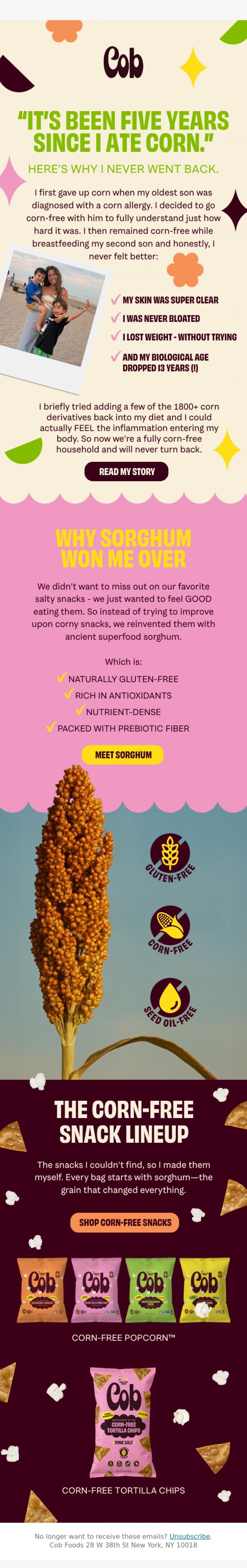 Email Design Inspiration from Jess @ Cob, Why I stopped eating corn 🌾