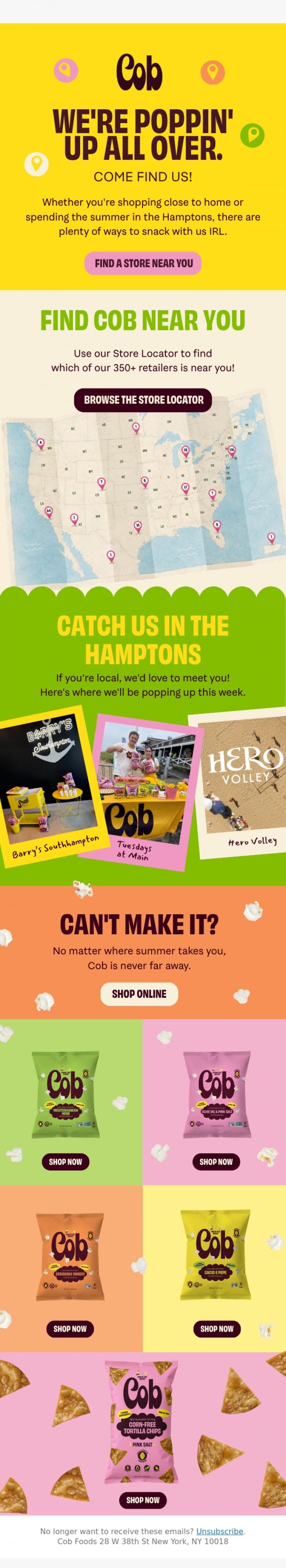 Email Design Inspiration from Jess @ Cob, 📍 We're poppin' up all over.