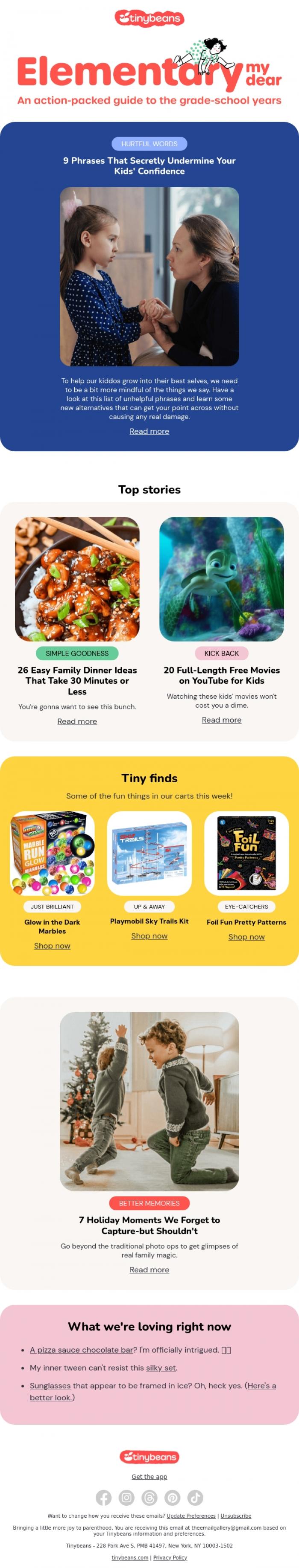 Email Design Inspiration from Jess from Tinybeans, 9 phrases that secretly undermine your kids' confidence