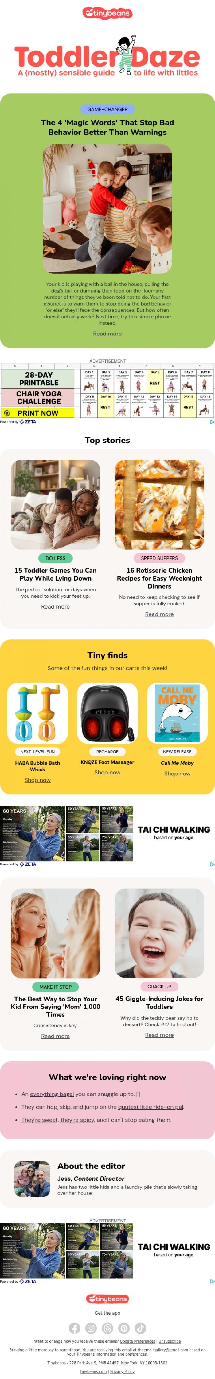 Email Design Inspiration from Jess from Tinybeans, 4 'magic words' that stop bad behavior better than warnings 🪄