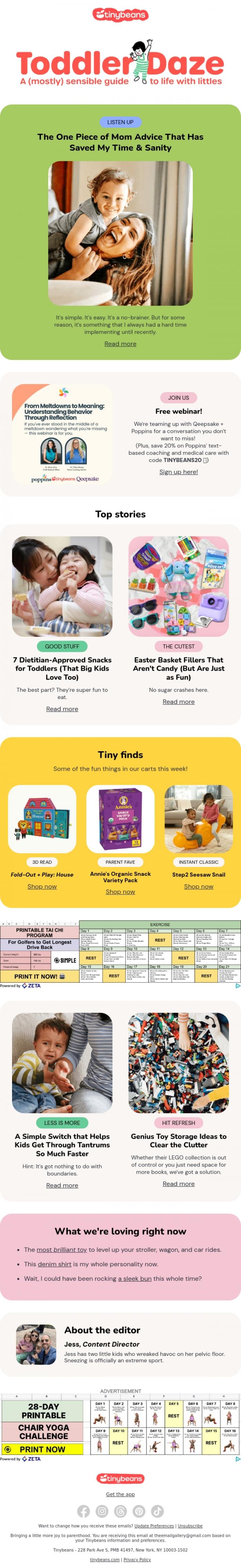 Email Design Inspiration from Jess from Tinybeans, The one piece of mom advice that's saved my time & sanity ✨
