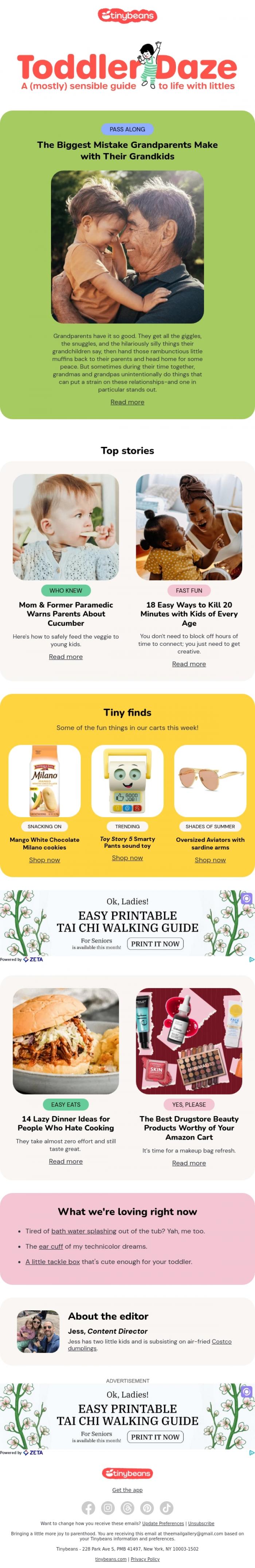 Email Design Inspiration from Jess from Tinybeans, The biggest mistake grandparents make with their grandkids