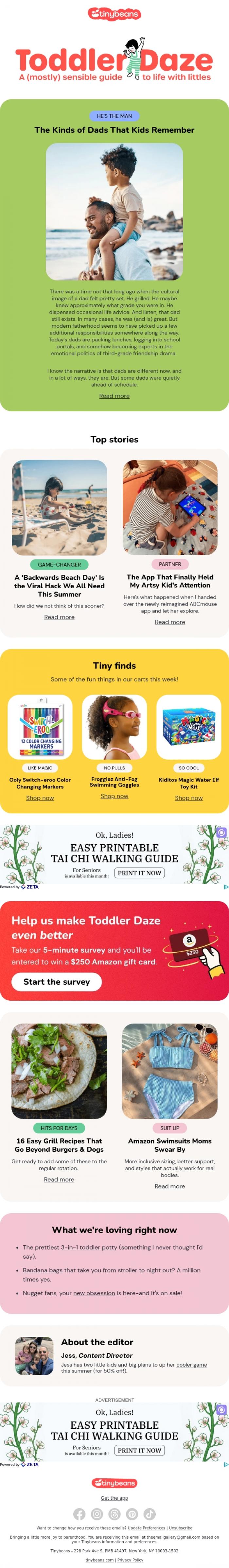 Email Design Inspiration from Jess from Tinybeans, The kinds of dads kids remember.