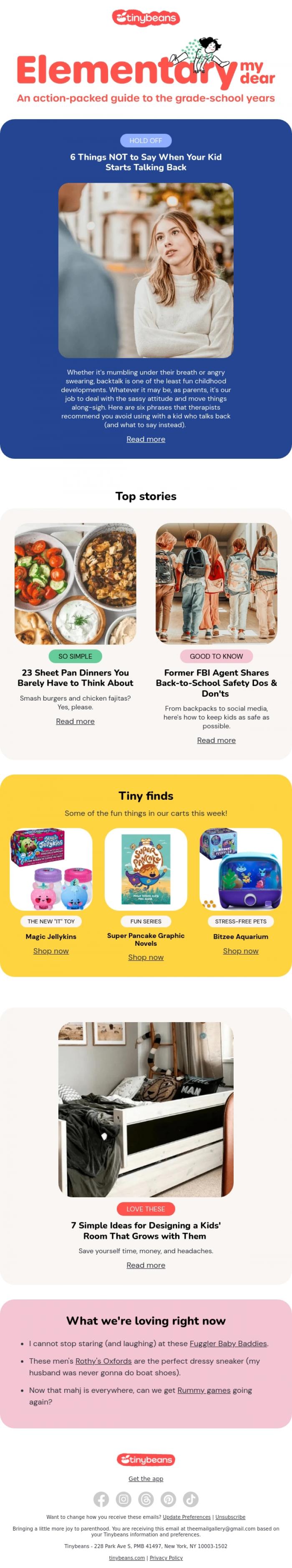 Email Design Inspiration from Jess from Tinybeans, 6 things NOT to say when your kid starts talking back