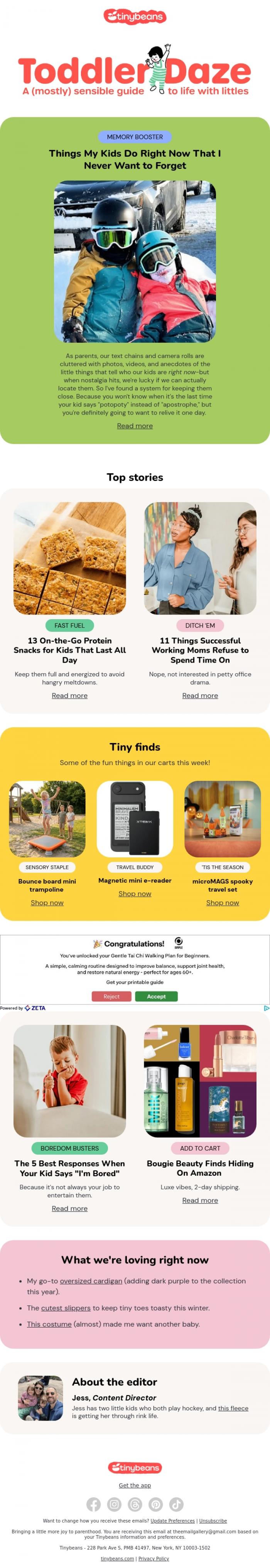 Email Design Inspiration from Jess from Tinybeans, Kids being ridiculous make the best kind of memories