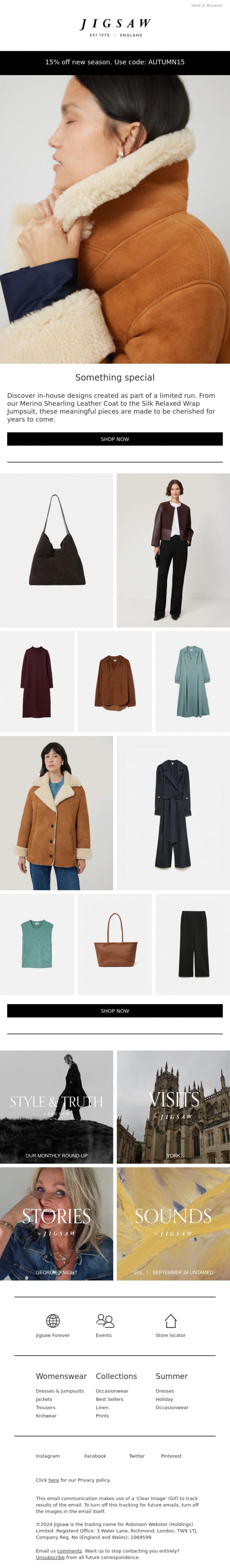 Email Design Inspiration from Jigsaw, The limited designs not to miss
