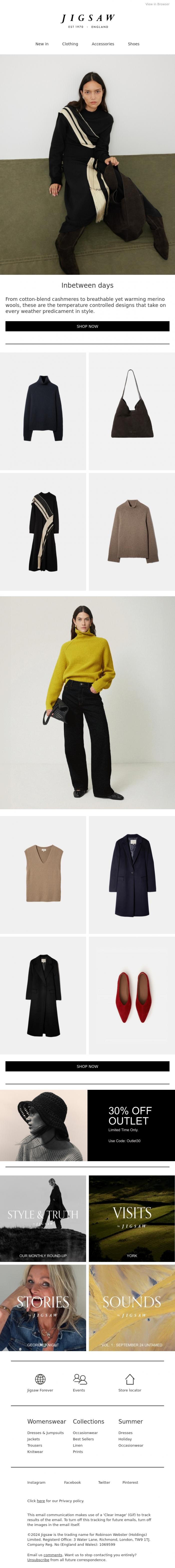 Email Design Inspiration from Jigsaw, New In | Adaptable knits