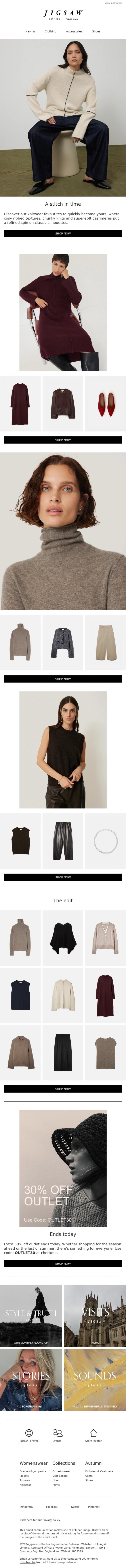 Email Design Inspiration from Jigsaw, The week in knitwear