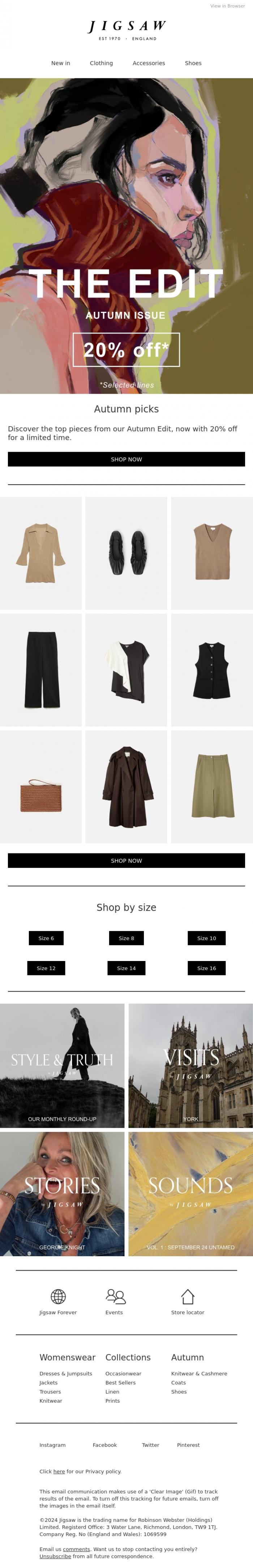 Email Design Inspiration from Jigsaw, Autumn Edit | The favourites