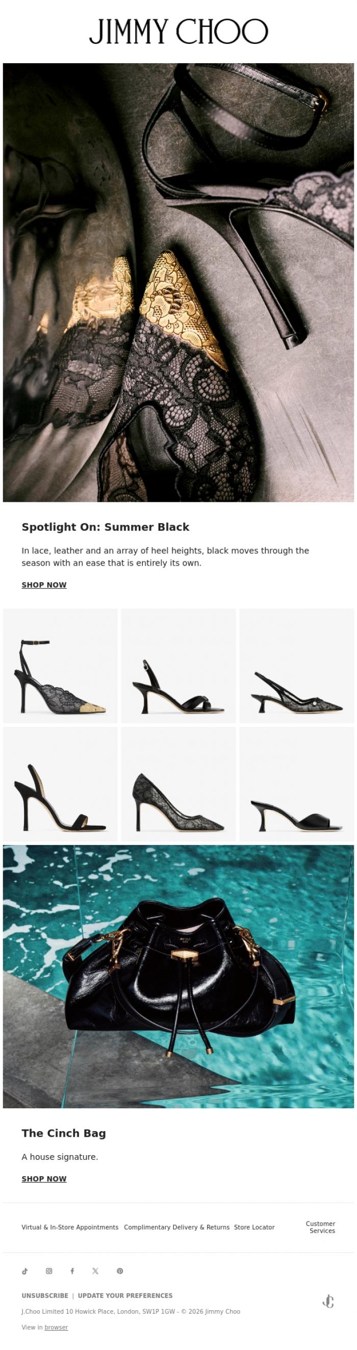 Email Design Inspiration from Jimmy Choo, Spotlight On: Summer Black
