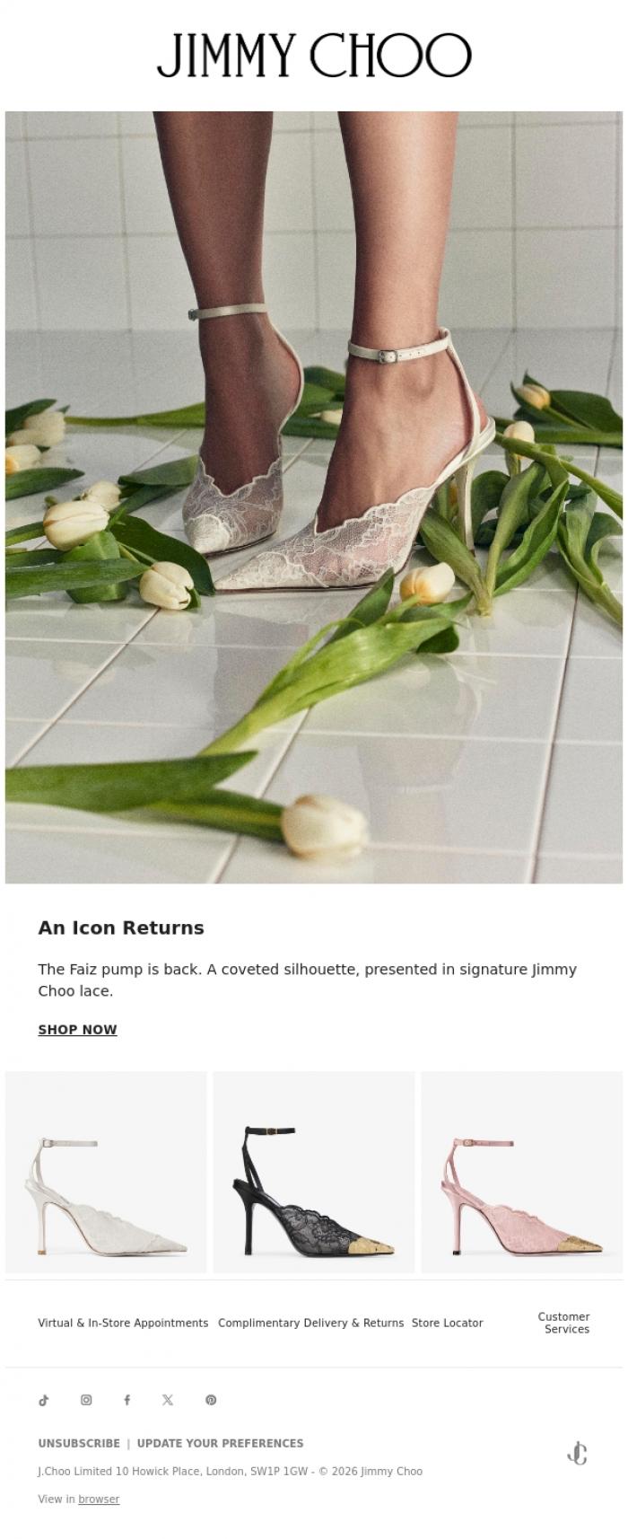 Email Design Inspiration from Jimmy Choo, An Icon Returns