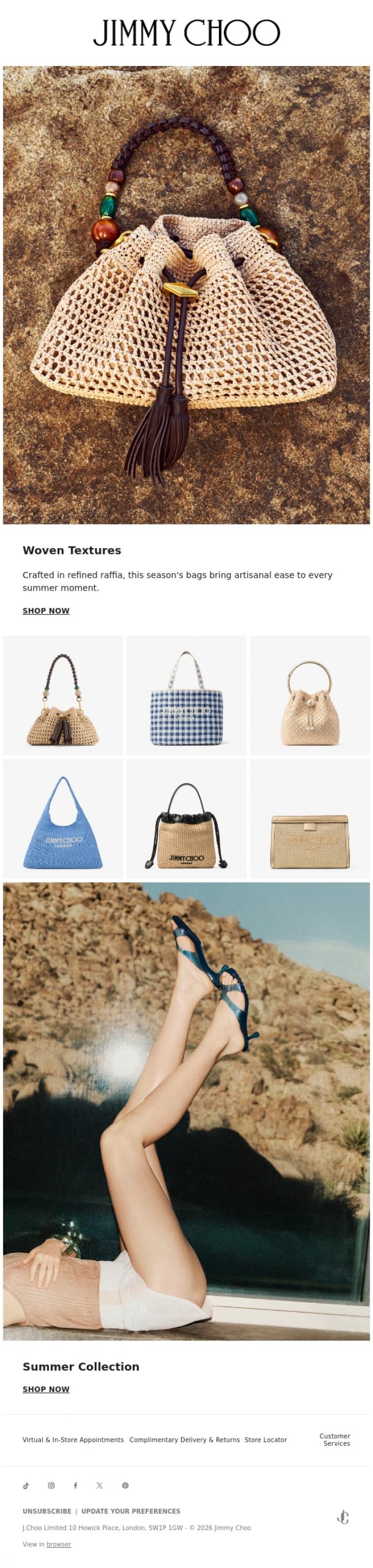 Email Design Inspiration from Jimmy Choo, Woven Textures