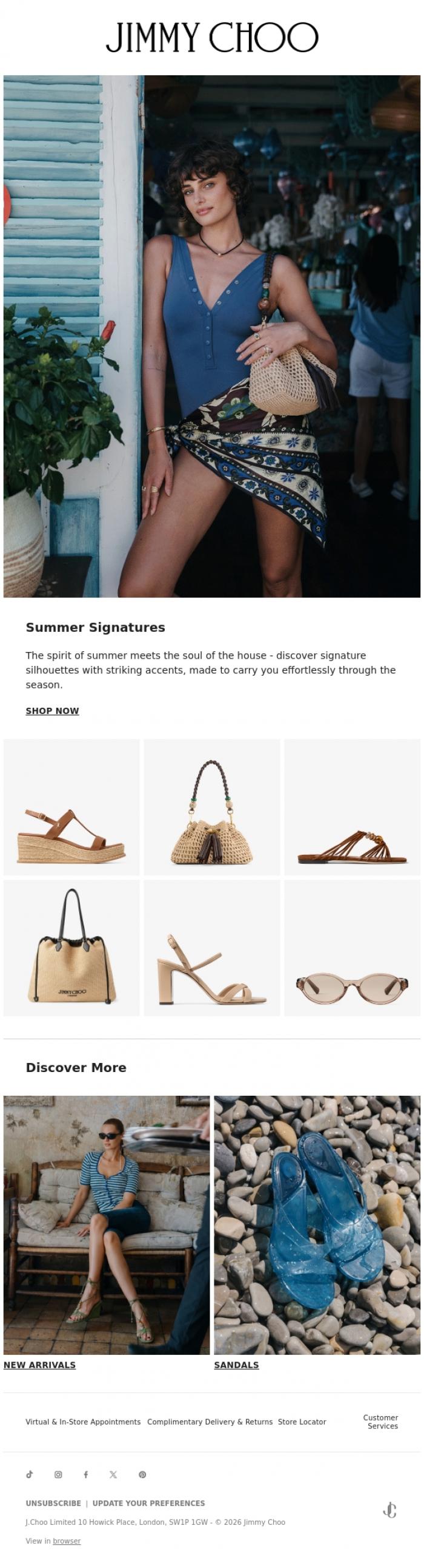 Email Design Inspiration from Jimmy Choo, Summer Signatures