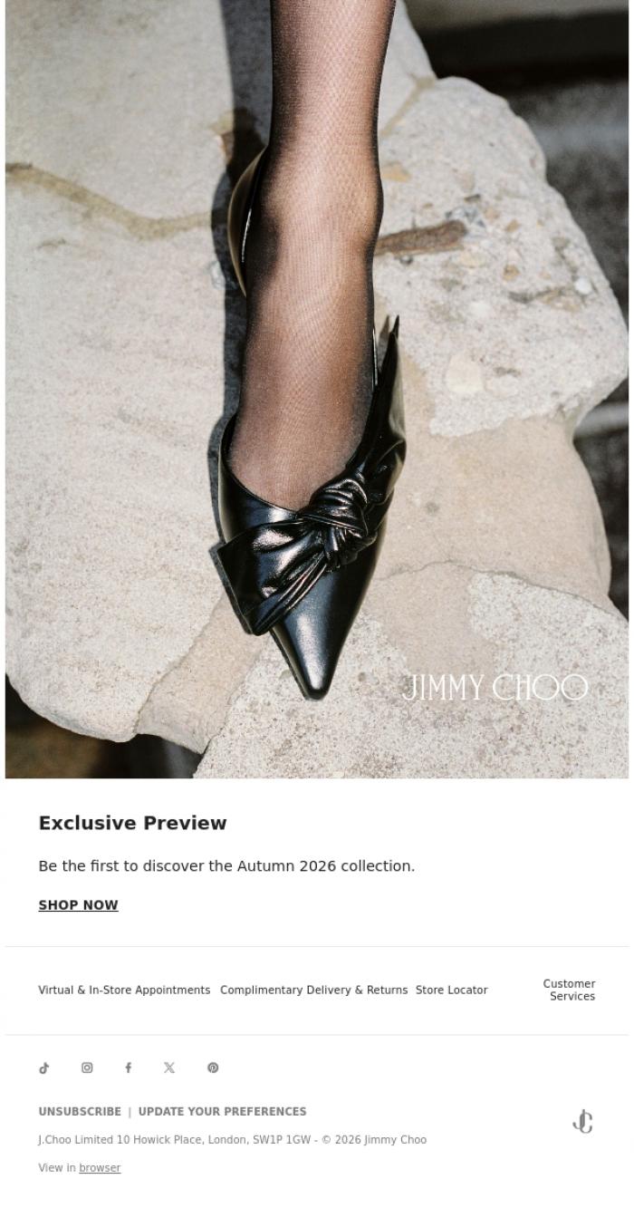 Email Design Inspiration from Jimmy Choo, Exclusive Preview: Autumn 2026